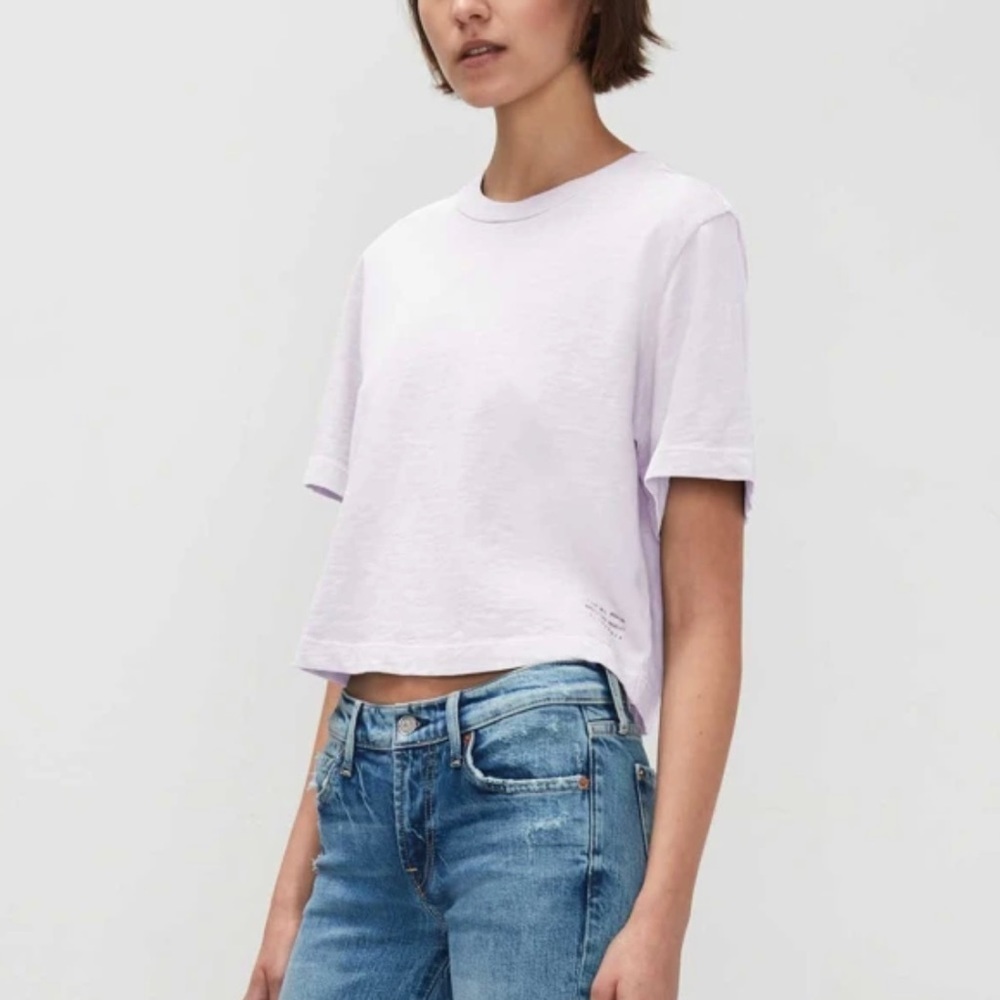 7 For All Mankind Women’s Lilac Crew Basic Tee Size XS NWT